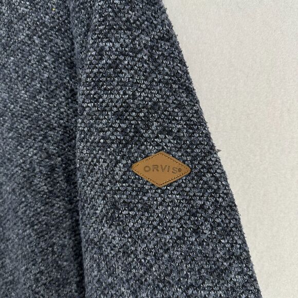 ORVIS Sweater Mens XL Brighton Sherpa Fleece Lined 1/4 Zip Marled Pullover Blue - Picture 9 of 16